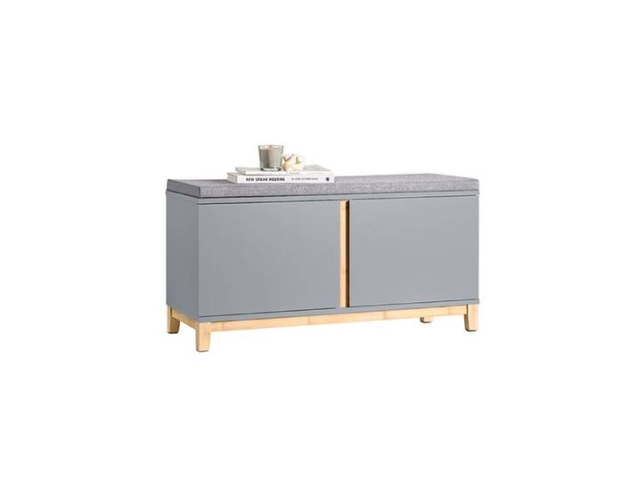 Meuble à Chaussures FSR117-HG SoBuy - avec Siège Rembourré et 2 Portes – 90 x 34 x 47 cm - Gris