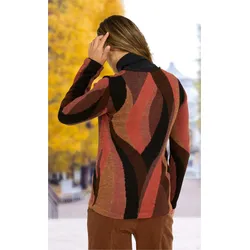 Alpaka-Strickjacke in Jacquard teracotta in Größe 44/46 von DW-Shop, Teracotta, 44/46