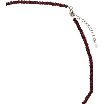 Collier FIRETTI "Schmuck Geschenk Silber 925 Halsschmuck Halskette Edelstein", rot (silberfarben, dunkelrot), Halsketten, Damen, Silber 925 (Sterlingsilber), L: 50 B: 3mm, Collier, Made in Germany - mit Granat, B:3mm