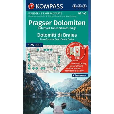 KOMPASS Wanderkarte 145 Pragser Dolomiten, Naturpark Fanes-Sennes-Prags / Dolomiti di Braies, Parco Naturale Fanes-Senes-Braies 1:25.000, Sonstige von