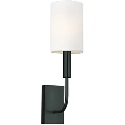 Elstead Lighting Brianna Wandleuchte 1-flammig E14 Schwarz mit weißem Leinenschirm