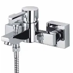 KAJA-B-Quadrat Einhebel-Wannenf.-u.Brauseb., chrom mit Stabhandbrause-Set  60445-C
