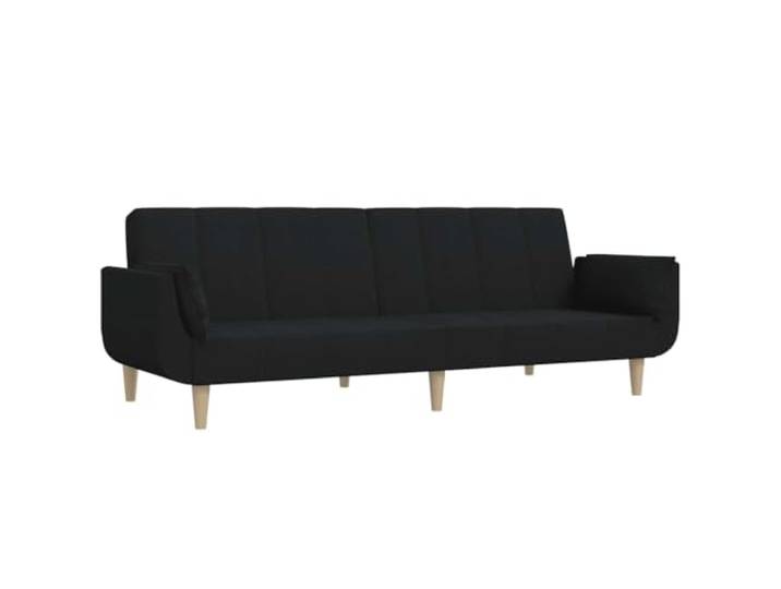 KUTYWEXFM Schlafsofa 2-Sitzer Klappbar mit 2 Kissen Schwarz Stoff Vielseitiges 2-in-1 Liegesofa für Schlafzimmer und Studio. Verstellbare Lehnen verwandeln das Sofa rasch in ein Gästebett.