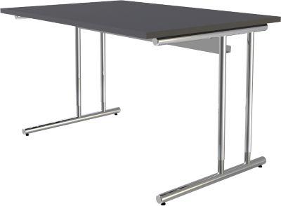 Schreibtisch Toledo, höhenverstellbar, Rechteck, C-Fuß-Gestell, Breite 1200 mm, anthrazit