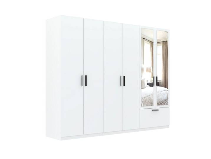 Schrank LITA weiss 6 Türen 1 Schublade