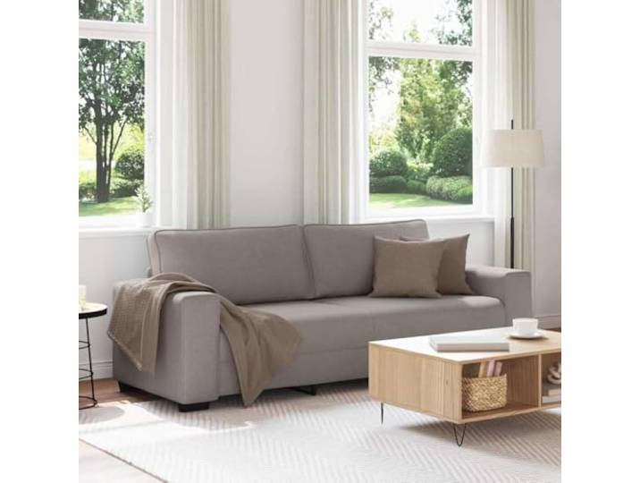 YUOTYRKTEJRSG 3-Seater Sofa Taupe 180 cm Fabric Living Room Couch with Wide Armrests. Comfortable Polyester Upholstery. Modern Design for Home Office Lounge Relaxation