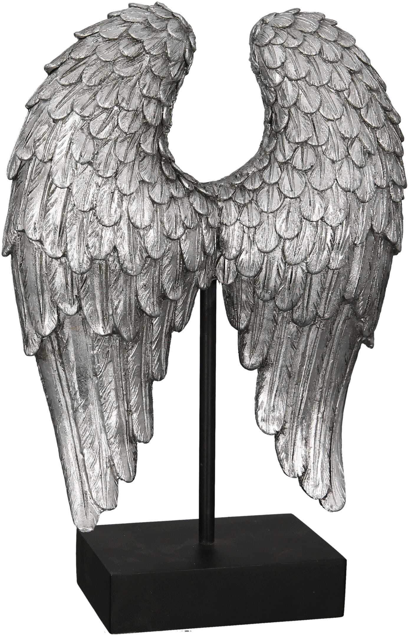 Wanddekoobjekt CASABLANCA BY GILDE "Skulptur "Wing", silber (silberfarben), B:21cm H:30cm T:8cm, Wanddekoobjekte, Wanddekoobjekt silberfarben B/H/T: 21cm x 30cm x 8cm