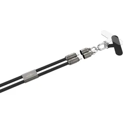 USB-Lanyard schw. Typ-C zu Typ-C Trageband mit integriertem Kabel 120 cm