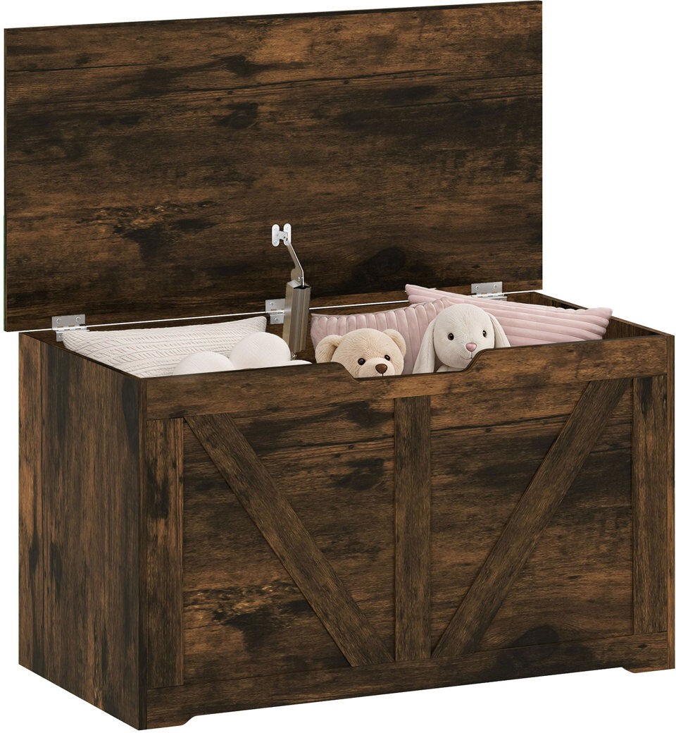 Brambly Cottage Blanket Chest Rustic Brown 45cm H X 80cm W X 40cm D