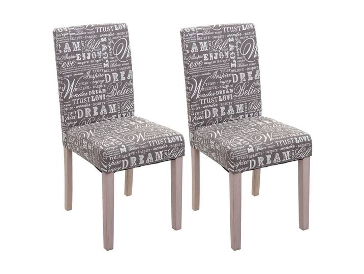 Jamb Esszimmerstuhl Schrift Grau, Beige 2er-Set, Textil, 43x90x56 cm, Esszimmer, Stuhl