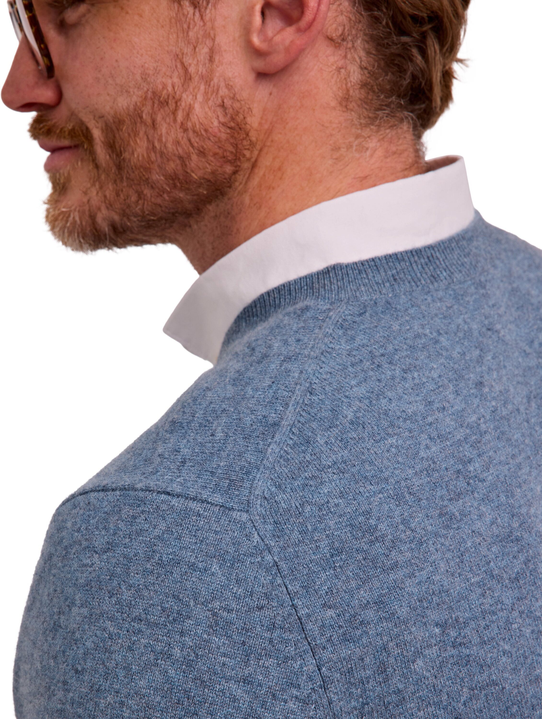 Strickpullover FALKE "Pure Cashmere", Herren, Gr. XL, light denim (6660), Pullover Strickpullover