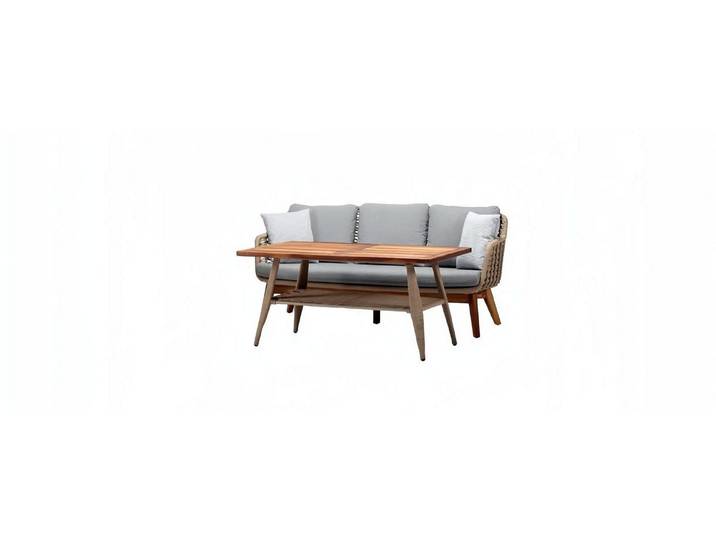 Xlmoebel Gartenlounge-Set Rattan Sofa für Balkon und Terrasse in modernem Design, (2-tlg. Set, 2-tlg., 2tlg Set(Sofa 3 Sitzer+Couchtisch), Hergestellt in Europa