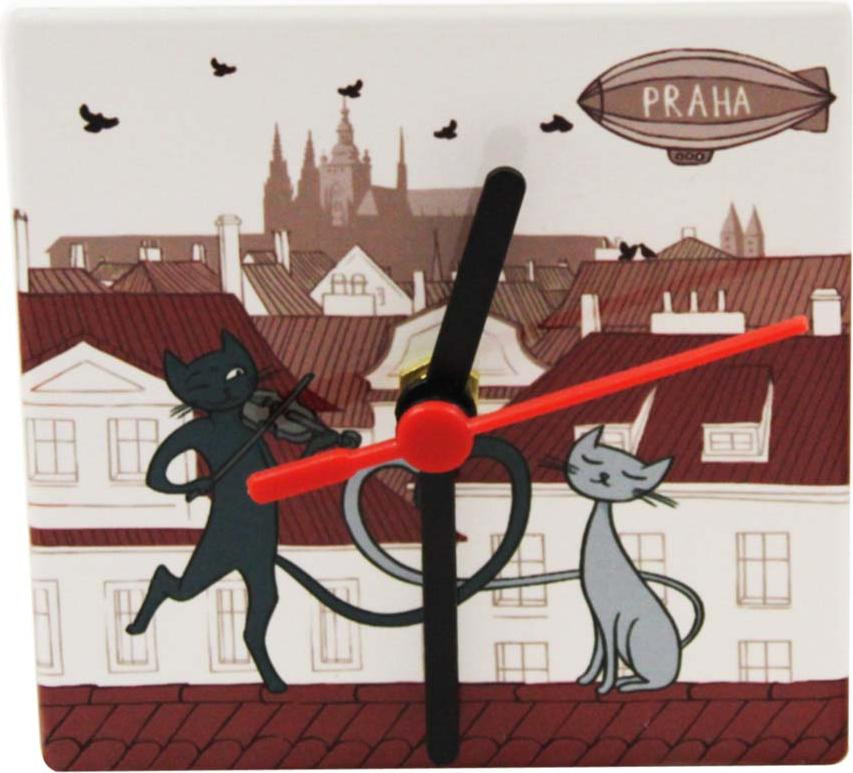 GiftyCity Keramische Wandklok Kat van Praag, 11 cm