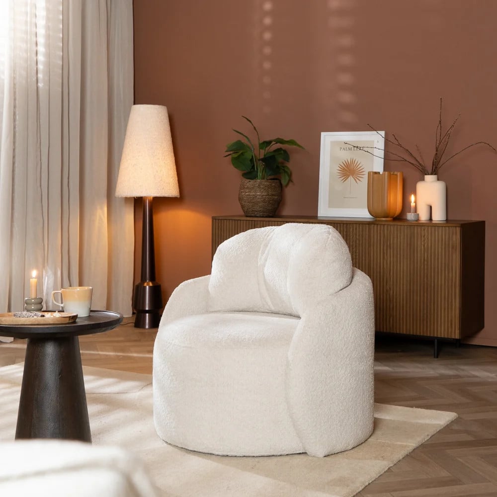 Scandinavische Fauteuil Nino Bronx71 - Off White - Boucle Textiel