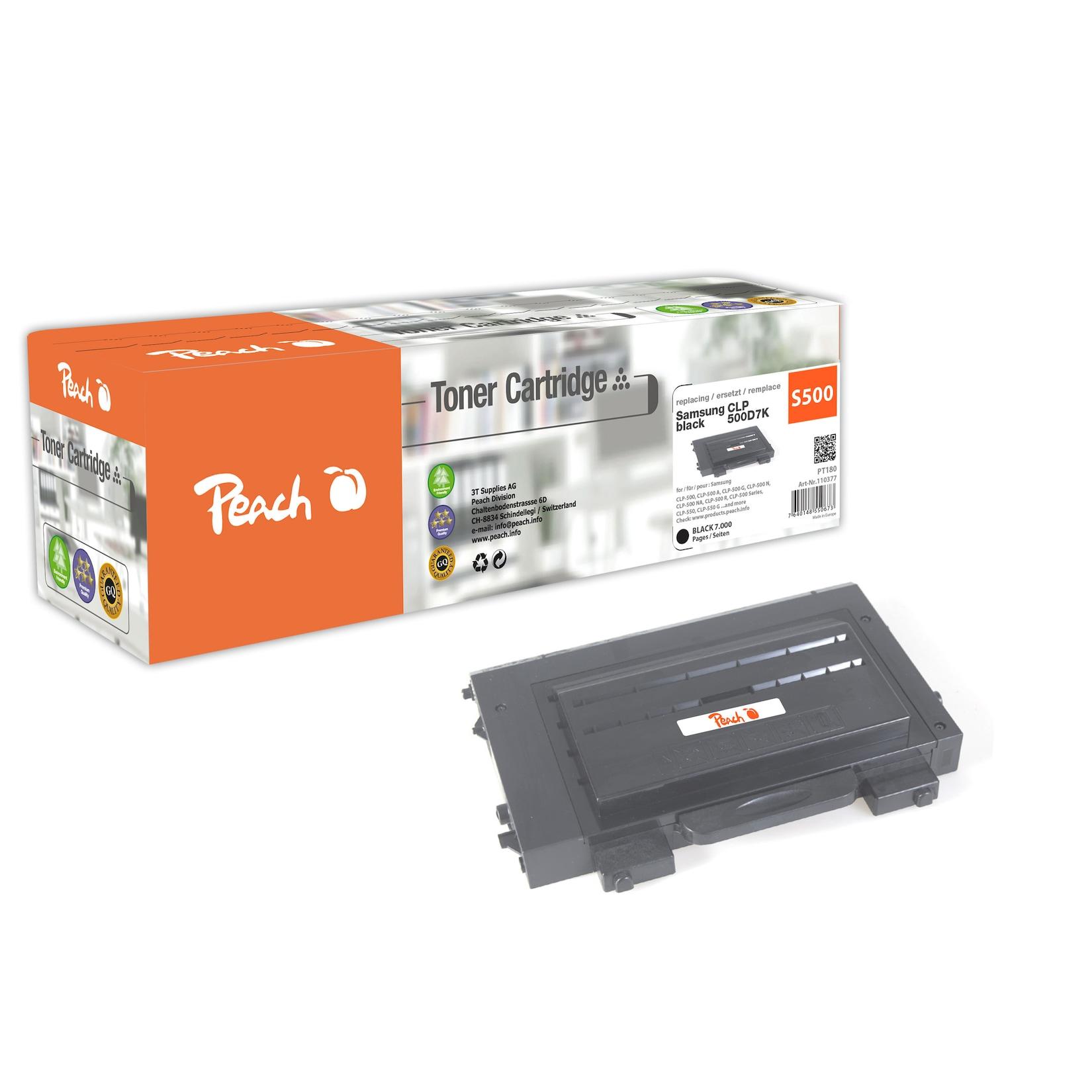 Peach S500 Toner bk ersetzt Samsung CLP-500D5Y/ELS, CLP-500D7K/ELS für z.B. Samsung CLP -500, Samsung CLP -500 A, Samsung CLP -500 G (wiederaufbereitet)