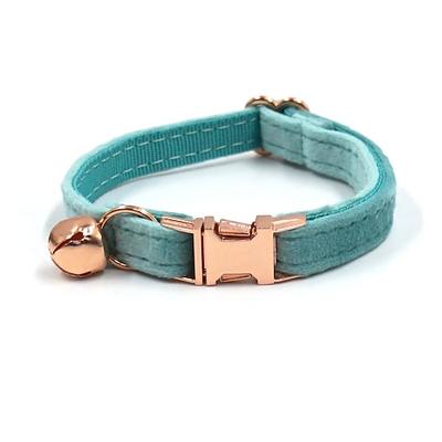 Seegrünes Katzenhalsband aus Samt, niedlicher beschrifteter Katzenhalsbandbogen est für Instagram-Glocken-Katzenhalsband