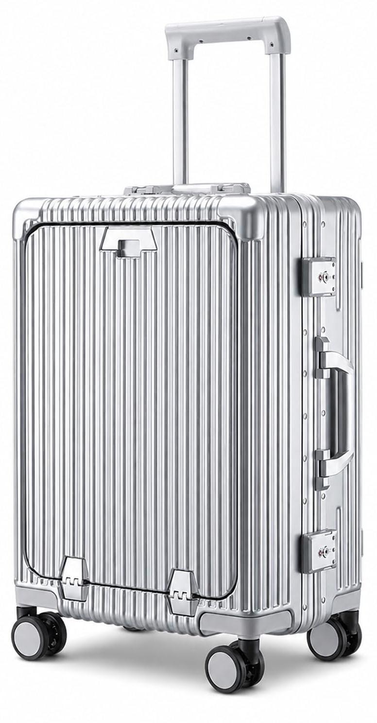 Handgepäckkoffer Kabinentrolley Trolley - 20 Zoll - Silber - Laptopfach - TSA-Schloss