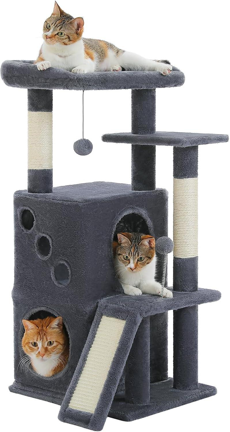 Donkergrijze krabpaal voor katten met sisal krabzuil, Hoogte: 88 cm