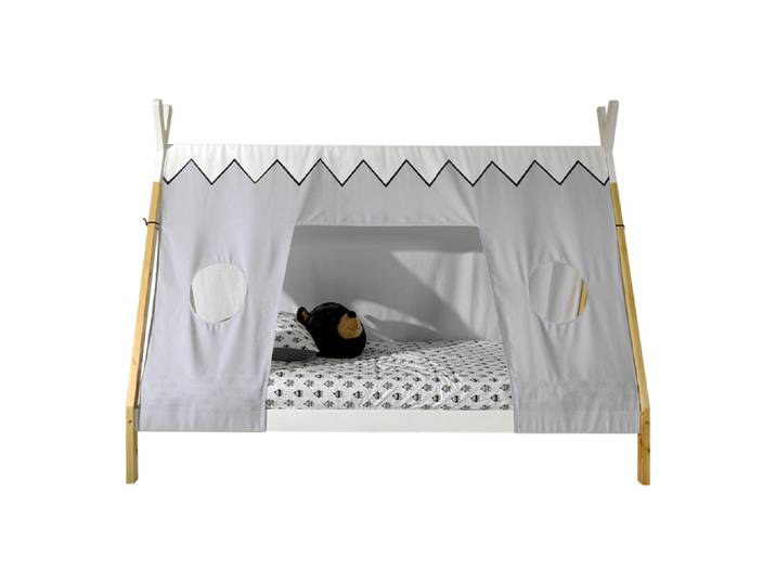 Lit tipi 90x200 sommier et housse inclus Vipack - Bois et blanc