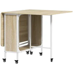 HOMCOM Rollbarer Klapptisch, Esstisch mit 6 Rollen & Stauraum für kleine Räume, Küche, Esszimmer, Naturholzoptik