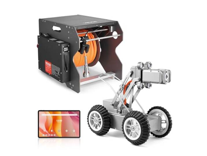 VEVOR Robot Inspection Canalisation Égout\, Câble de Détection 60 m\, Caméra Avant Arrière 2 Mpx\, Tablette Tactile\, Caméra Plomberie IP68\, Éclairage\, Compteur Distance\, pour Canalisations Industrielles