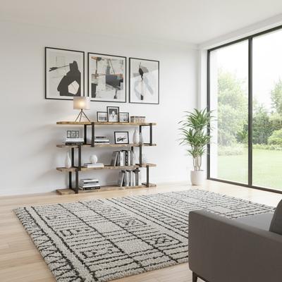 Davee Furniture Clean-Line Faux Charred MDF Wood Open Bookcase - 61.4'' x 43.3'' x 12.6''