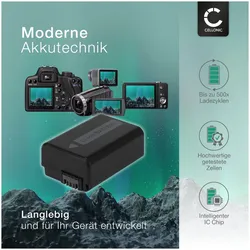 Cellonic Akku für Sony ILCE-6000 (?6000), ILCE-7M2 (Alpha 7 II / ?7 II), ZV-E10 (Kamera Akku), Kamera Stromversorgung, Schwarz