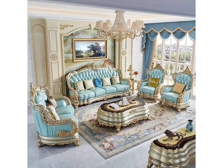 Canapé d'angle de luxe en cuir vert moderne, ensemble de canapés vintage de luxe pour chambre à coucher, mobilier italien de salon