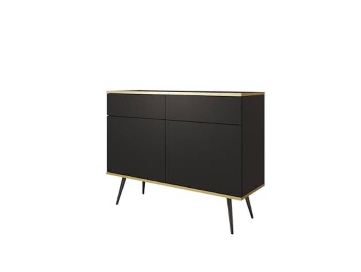 3xE Living Kommode 107 cm, Push-to-Open, schwarzen Beinen, 107 x 39 x 85 cm
