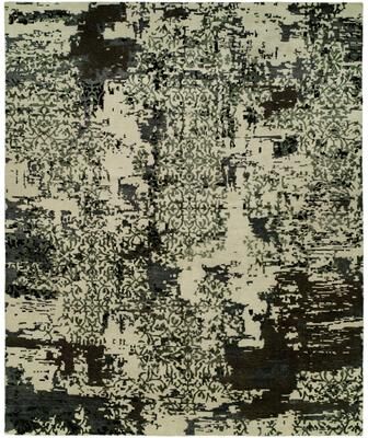 KALATY Modern Black Hand-Knotted Wool & Viscose Area Rug