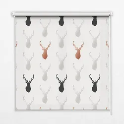 INNENROLLO - Fensterrollo - Rollo - 150x180 cm - Gezogene Hirschköpfe