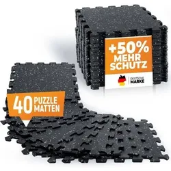 NEOLYMP Bodenschutzmatte Fitness aus Kautschuk - Puzzlematte, Größe 31,5 x 31,5 x 0,6 cm in Schwarz 404