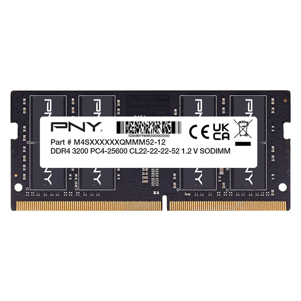 PNY Notebook memory Performance, SODIMM, DDR4, 16 GB, 3200 MHz, CL22 (MN16GSD43200-TB) (1 x 16GB, 3200 MHz, DDR4-RAM, SO-DIMM) (MN16GSD43200-TB)