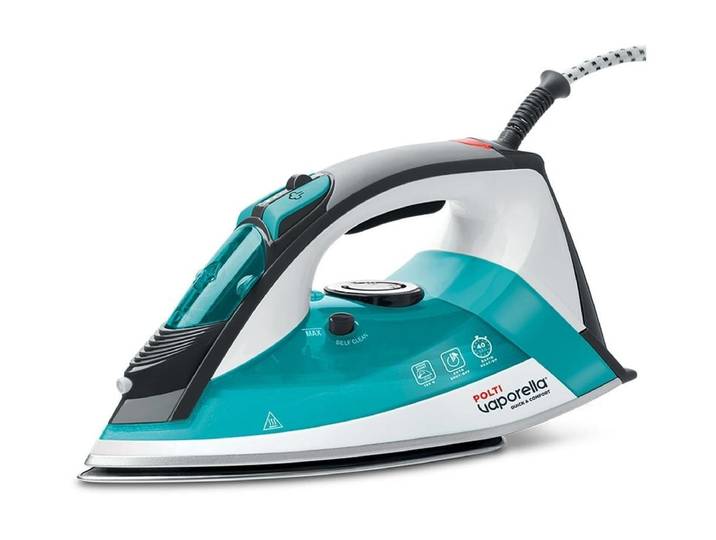Dampfbügeleisen POLTI Vaporella Quick & Comfort QC120 , blau (bunt), B:11,7cm H:14,4cm T:28,7cm, Bügeleisen, Dampfbügeleisen