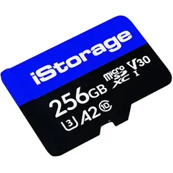 iStorage microSD (1-Pack) (256 GB, microSDXC, U3, UHS-III), Speicherkarte, Blau, Schwarz
