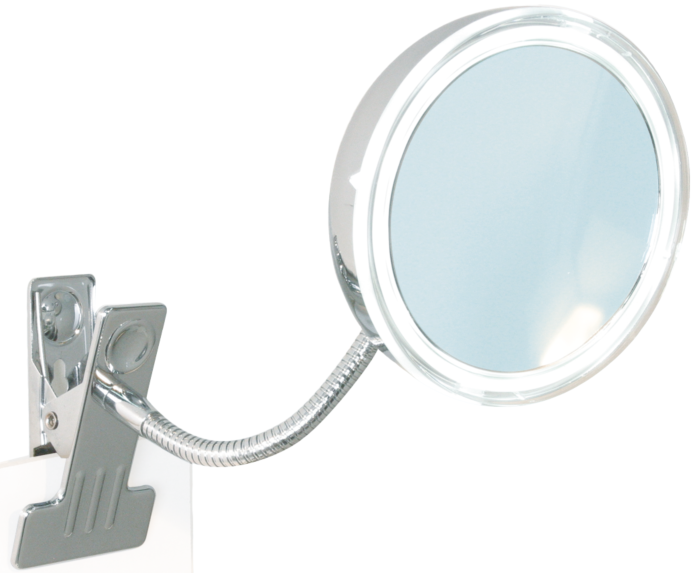 Bravat Alimos Klemm-Kosmetikspiegel 411610 5fach, chrom, LED-Beleuchtung