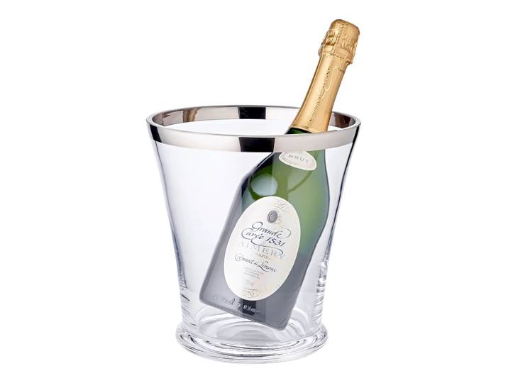 Mundgeblasener Flaschenkühler „Reuben“ Kristallglas mit Platinrand Transparent EDZARD