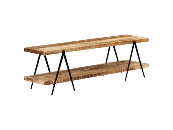 HEFZGDB TV-Regal 160x40x50 cm aus Massivholz Mango mit 2 Ablageflächen – Stilvoller HiFi-Schrank für Multimedia-Geräte und Bücher