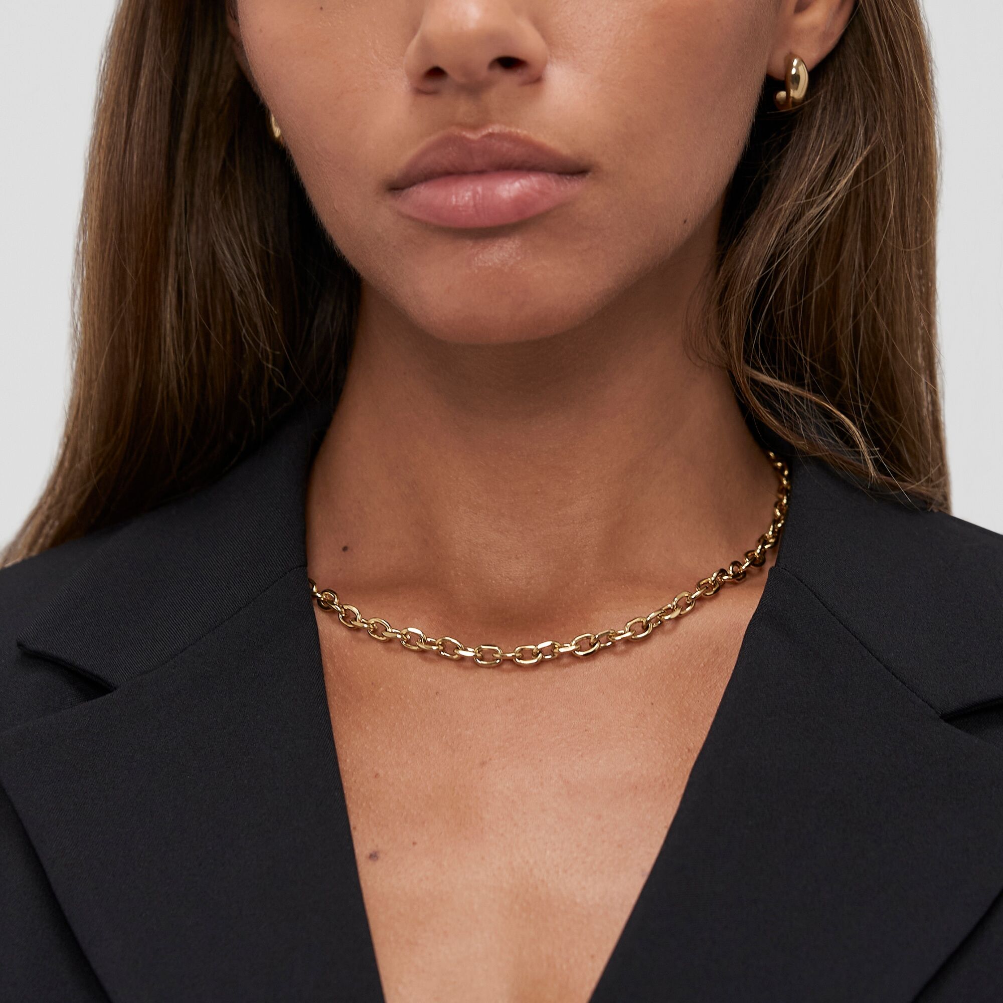 Edelstahlkette COPENHAGEN STUDIOS "Schmuck Geschenk Halskette Basic Chunky", gold (gelbgoldfarben), Halsketten, Edelstahl, L: 45 B: 6mm, Edelstahlkette, B:6mm