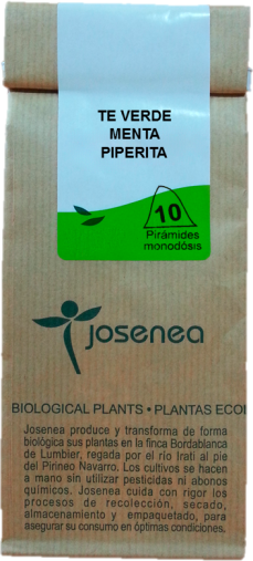 Josenea GREEN WITH PEPPERMINT TEA, BOLSA 10 PYRAMIDS