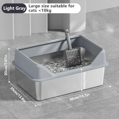 Uplifted Finds KEMORELA XL Stainless Steel Litter Enclosure light Gray 50 Cm