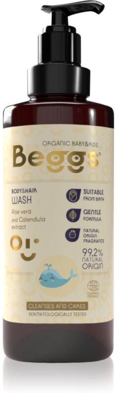 Beggs Organic Baby & Kids Body & Hair Wash body and hair shower gel for children from birth 200 ml