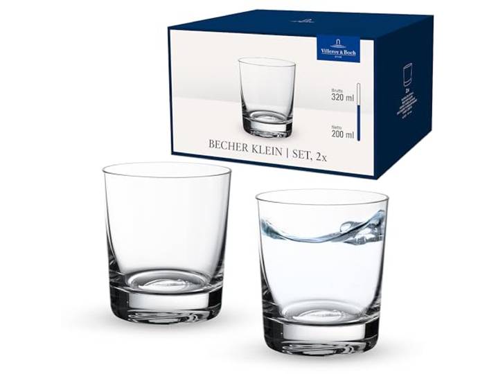 Villeroy & Boch - Purismo Wasserglas 2-teilig 200 ml Klar, Spülmaschinenfest, Kleine Gläser, Trinkgläser Set, Wassergläser Set, Kristallgläser, Kristallglas