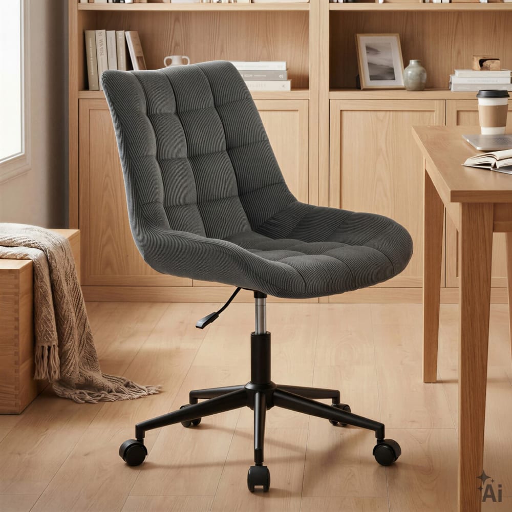 IDIMEX Chaise de bureau sur roulettes en velours côtelé, noir Noir 54x80x61cm