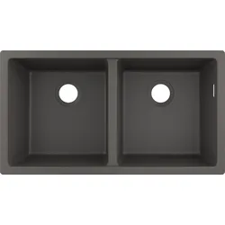Hansgrohe Unterbauspüle S51, Steingrau, 370x370 mm, 2 Hauptbecken, Beckentiefe 190 mm