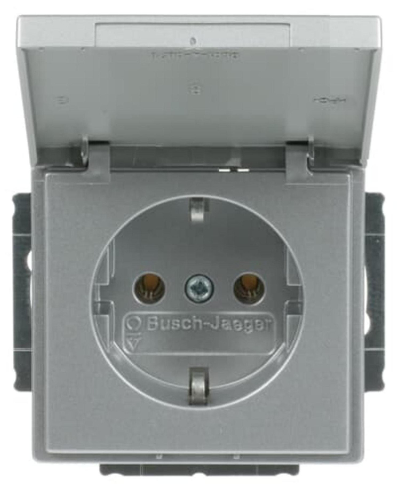 Busch-Jaeger Schuko-combinatie 20EUK-83 met klapdeksel, alusilver