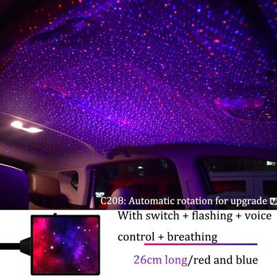 Uplift Essentials Car USB Starry Roof Projector Light With Rotating Galaxy Effect red And Purple Blue