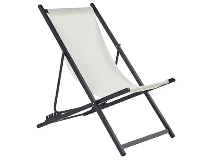 Outdoor Liegestuhl faltbar Aluminium schwarz Mesh hellbeige Locri II