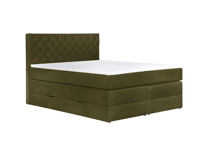 Feldmann-Wohnen Boxspringbett Jahvis oliv 163 / 212 / 123cm, Grün, Rechteckig, 160x200 cm, Schlafzimmer, Betten, Boxspringbetten