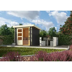 Karibu Gartenhaus "Calabar 2" SET terragrau mit Boden und Dachfolie